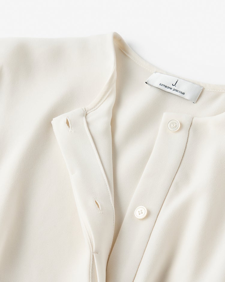 ドレープアセテート・イレギュラーヘムブラウス 詳細画像 ホワイト 7