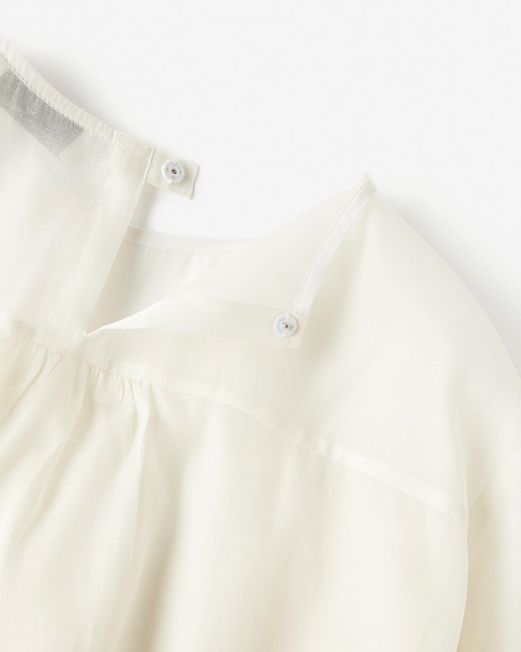 綿シルクオーガンジー・ラッフルフリルブラウス 詳細画像 ホワイト 3