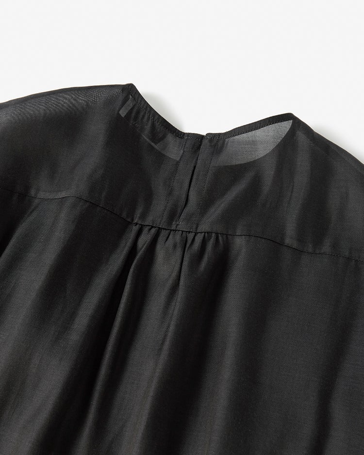 綿シルクオーガンジー・ラッフルフリルブラウス 詳細画像 ブラック 5