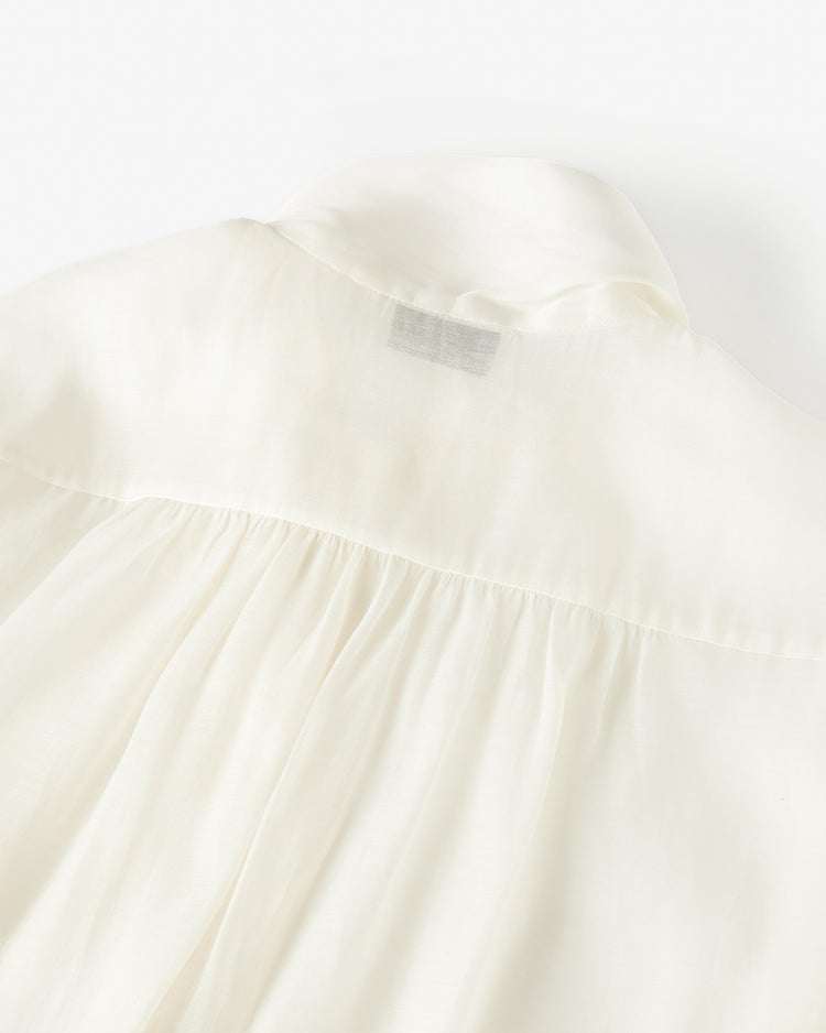 綿シルクオーガンジー・ボウタイブラウス 詳細画像 ホワイト 9