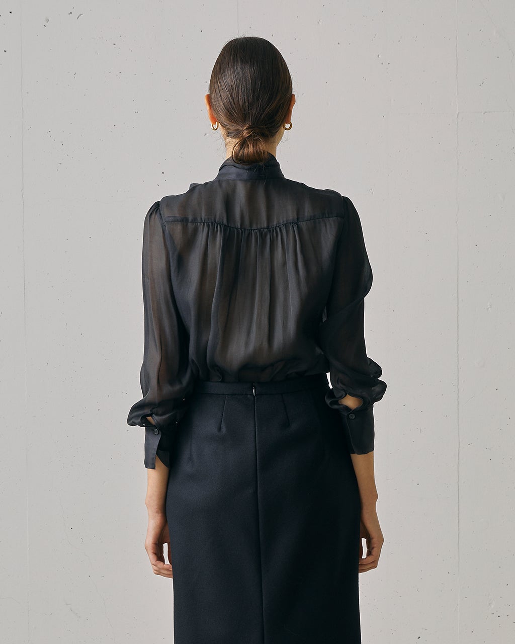 綿シルクオーガンジー・ボウタイブラウス/40代50代からのレディース