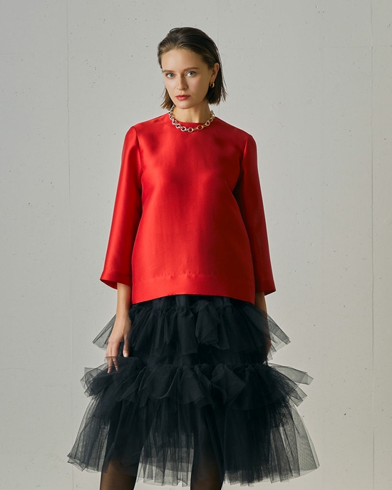 オクタダブルクロス・バックコクーンブラウス