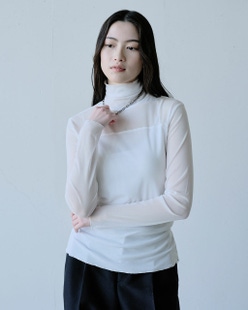 ●ストレッチオーガンジー・ハイネックトップス