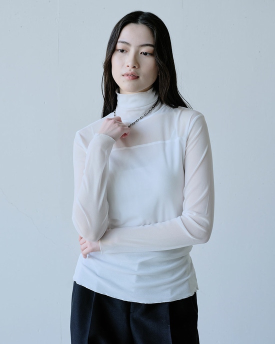 ●ストレッチオーガンジー・ハイネックトップス