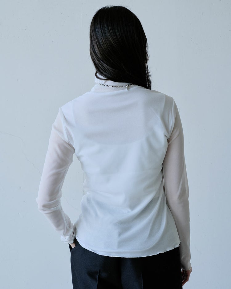 ●ストレッチオーガンジー・ハイネックトップス 詳細画像 オフホワイト 3