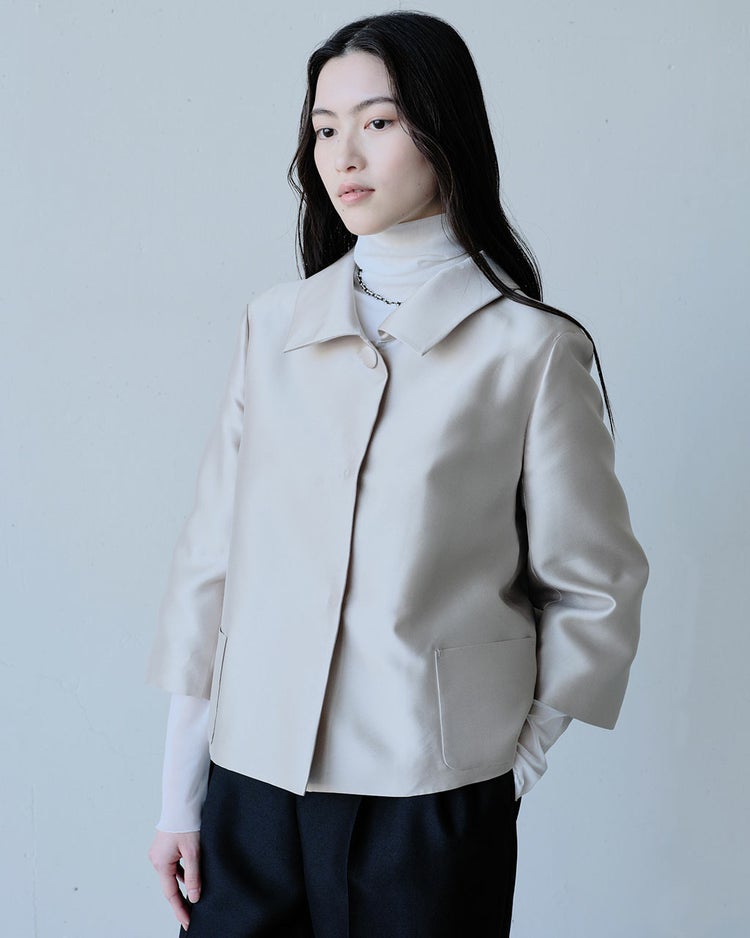 ●ストレッチオーガンジー・ハイネックトップス 詳細画像 オフホワイト 8