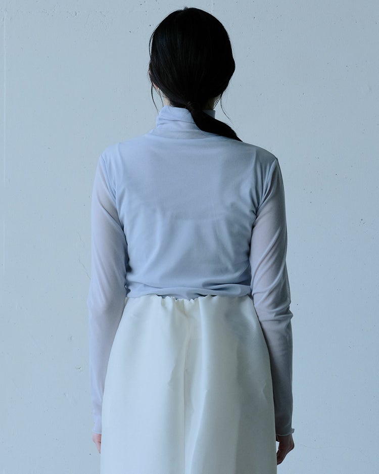 ●ストレッチオーガンジー・ハイネックトップス 詳細画像 ライトブルー 3