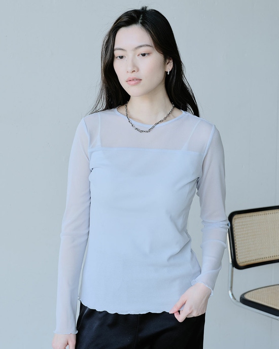 ●ストレッチオーガンジー・クルーネックトップス