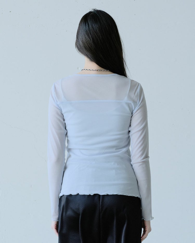 ●ストレッチオーガンジー・クルーネックトップス 詳細画像 ライトブルー 4