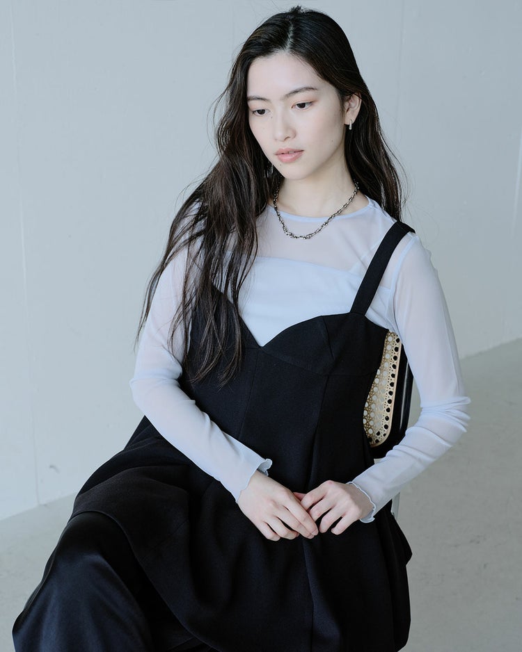 ●ストレッチオーガンジー・クルーネックトップス 詳細画像 ライトブルー 6