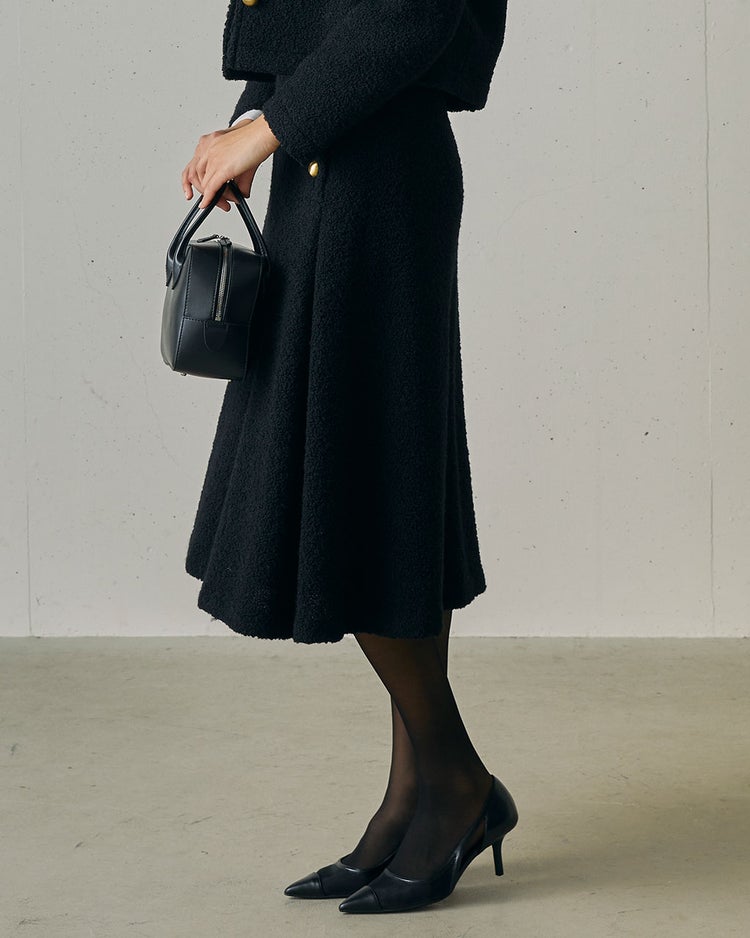 リングツイード・Aラインスカート 詳細画像 ブラック 2