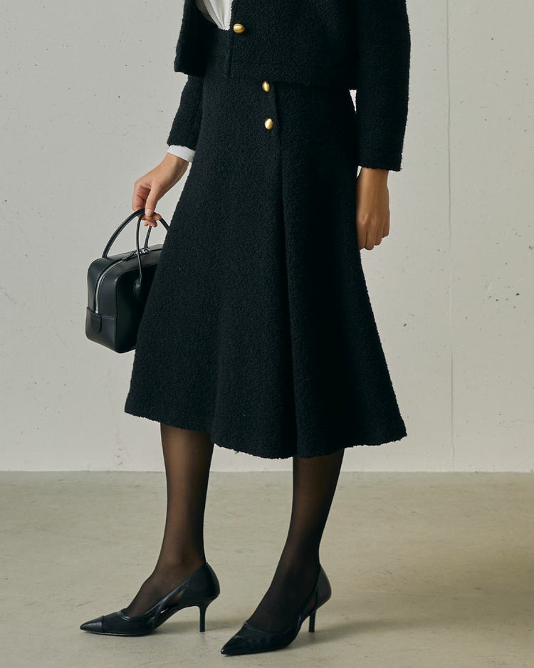 リングツイード・Aラインスカート 詳細画像 ブラック 1