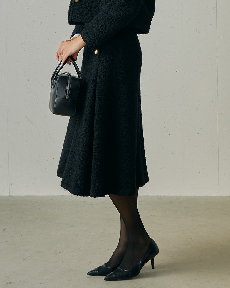 リングツイード・Aラインスカート 詳細画像 ブラック 2