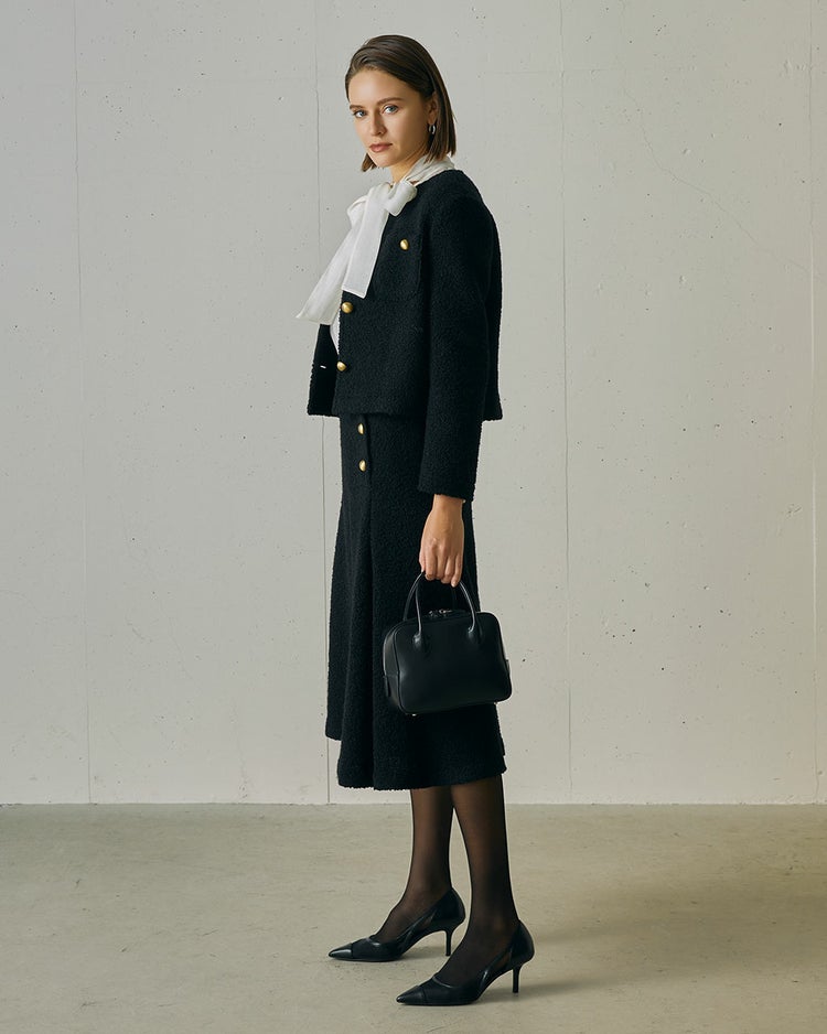 リングツイード・Aラインスカート 詳細画像 ブラック 5