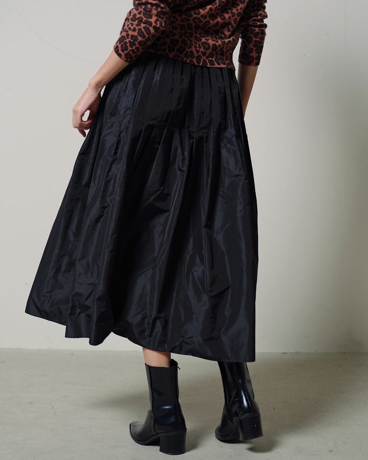 光沢タフタ・ギャザープリーツスカート 詳細画像 ブラック 1
