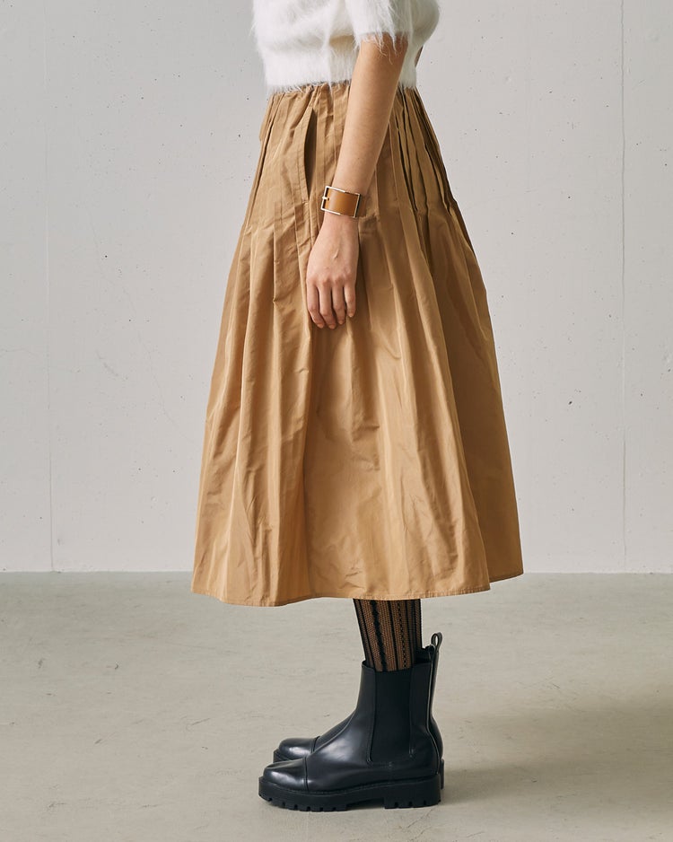 光沢タフタ・ギャザープリーツスカート 詳細画像 ベージュ 2