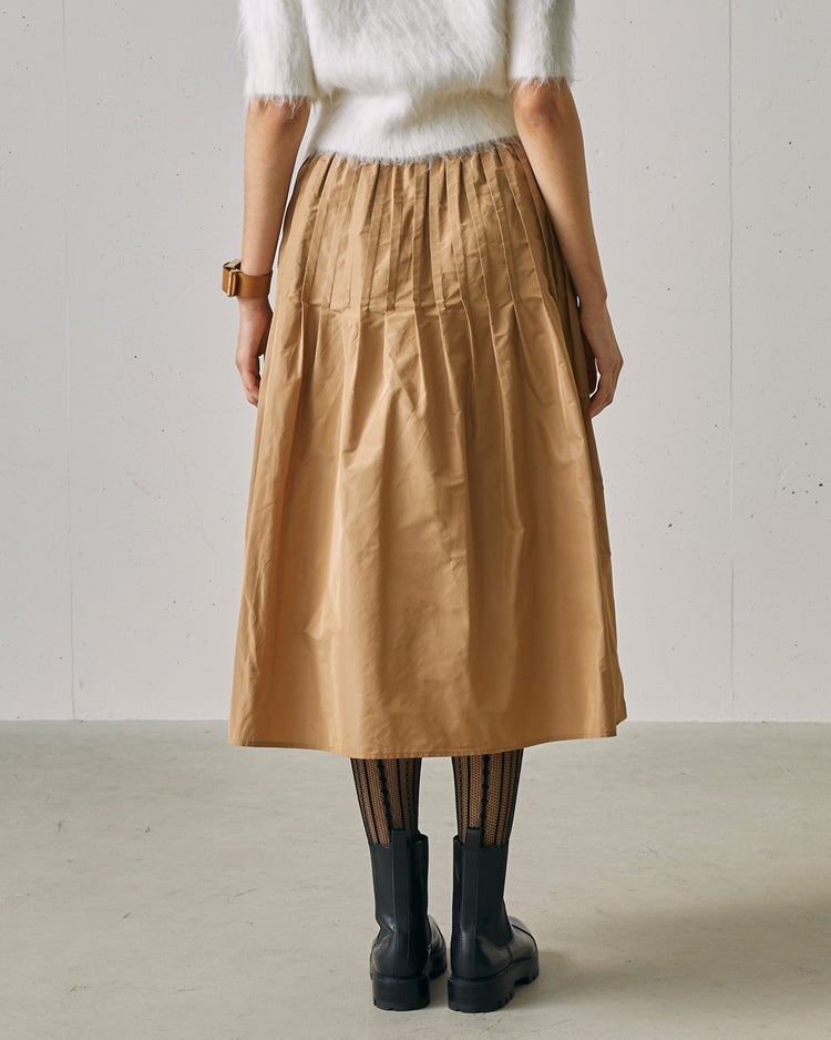 光沢タフタ・ギャザープリーツスカート 詳細画像 ベージュ 3