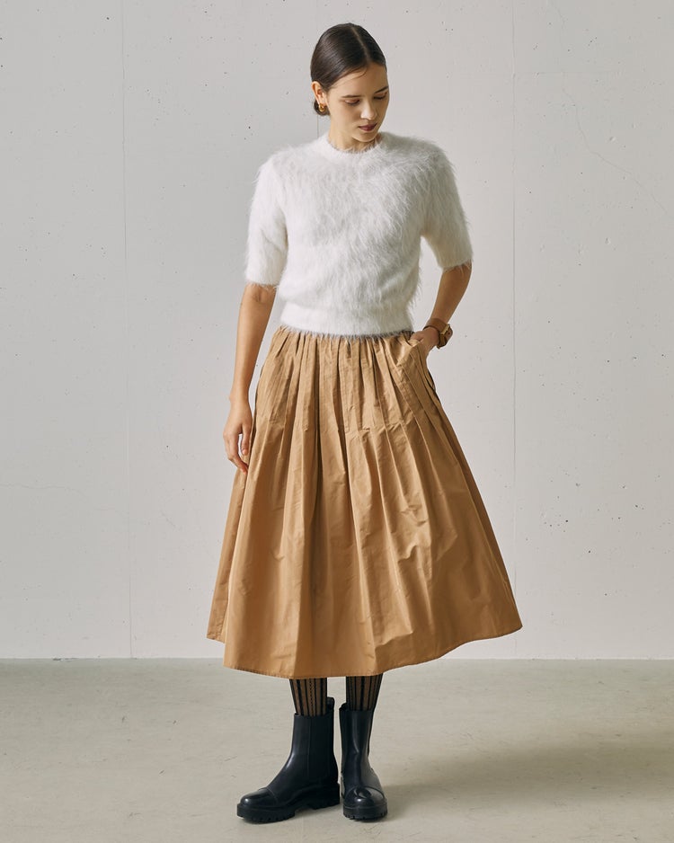 光沢タフタ・ギャザープリーツスカート 詳細画像 ベージュ 4