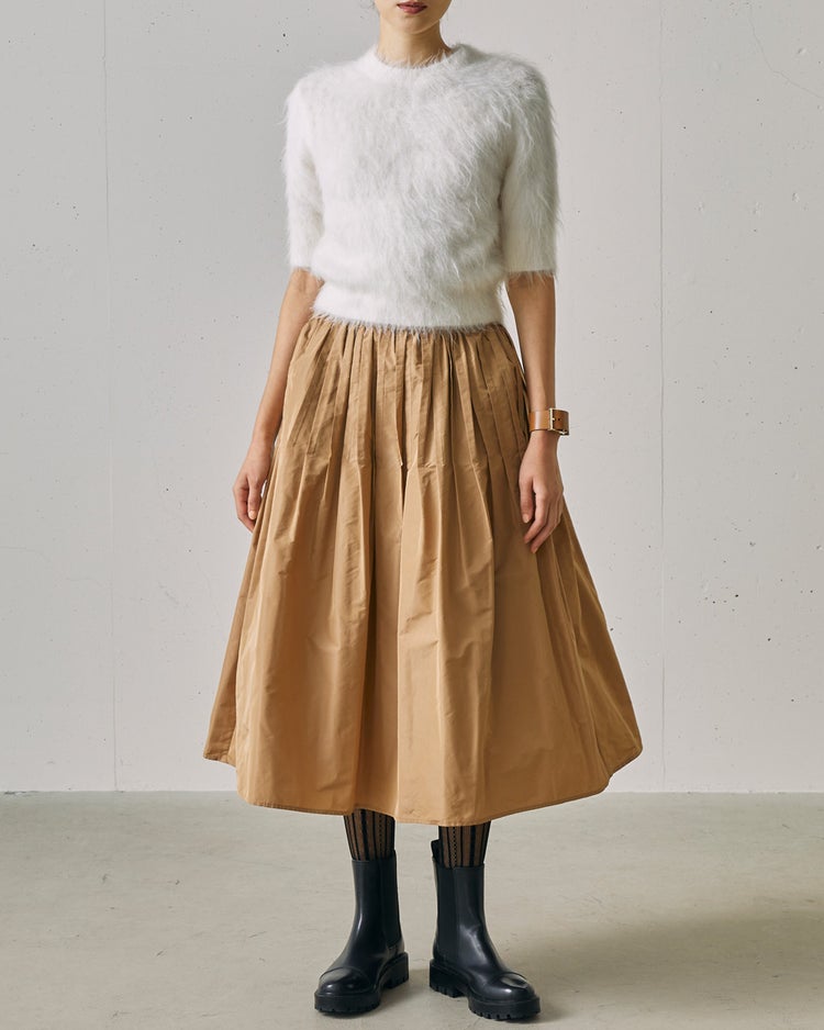 光沢タフタ・ギャザープリーツスカート 詳細画像 ベージュ 5