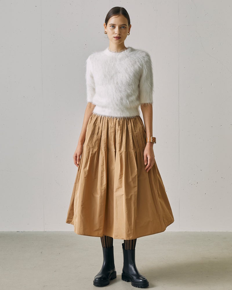 光沢タフタ・ギャザープリーツスカート 詳細画像 ベージュ 6