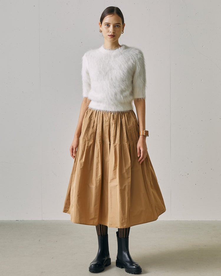 光沢タフタ・ギャザープリーツスカート 詳細画像 ベージュ 6