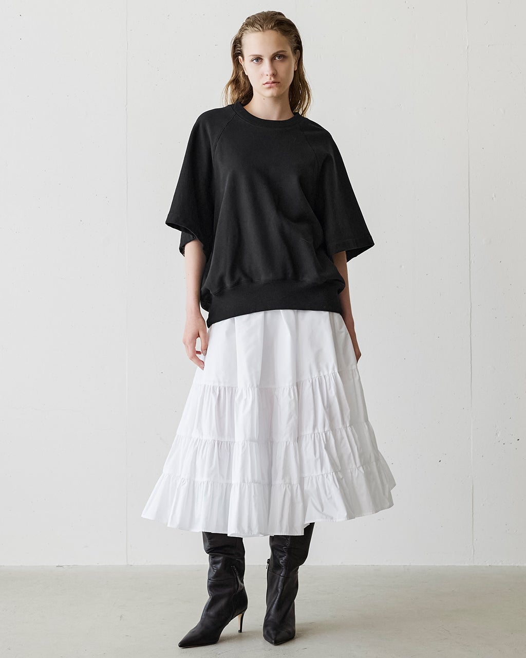 光沢タフタ・ギャザーロングスカート/40代50代からのレディース