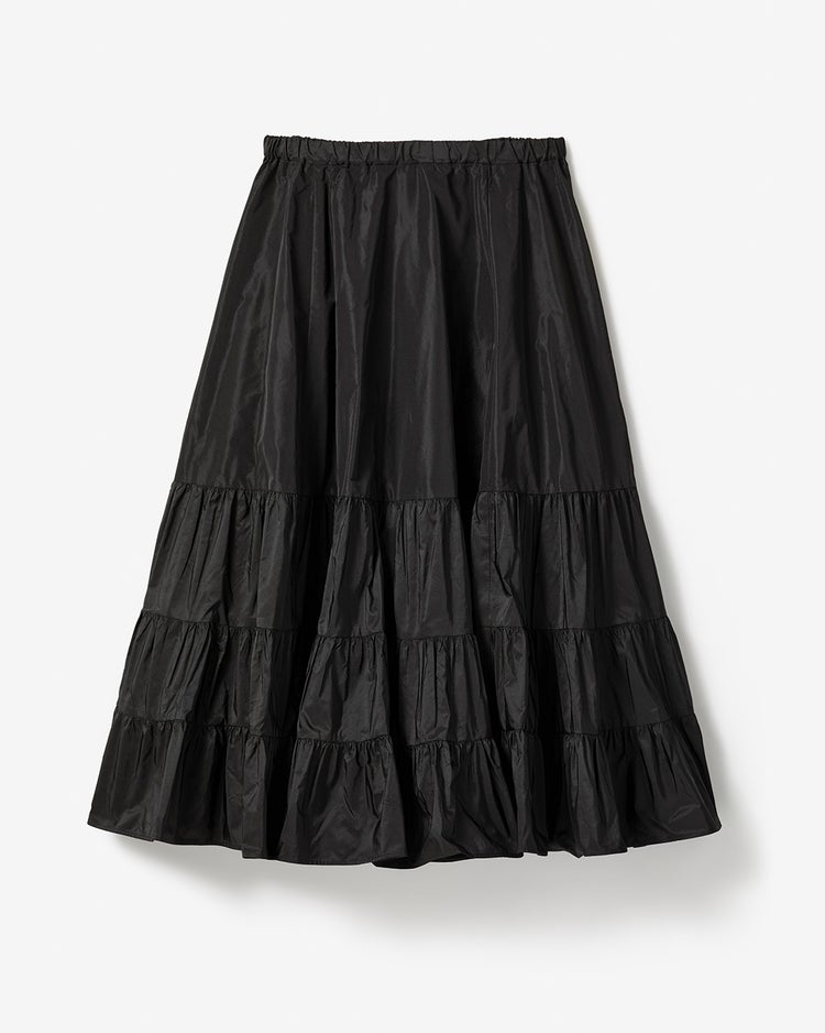 光沢タフタ・ギャザーロングスカート 詳細画像 ブラック 6