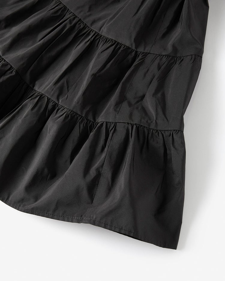 光沢タフタ・ギャザーロングスカート 詳細画像 ブラック 8
