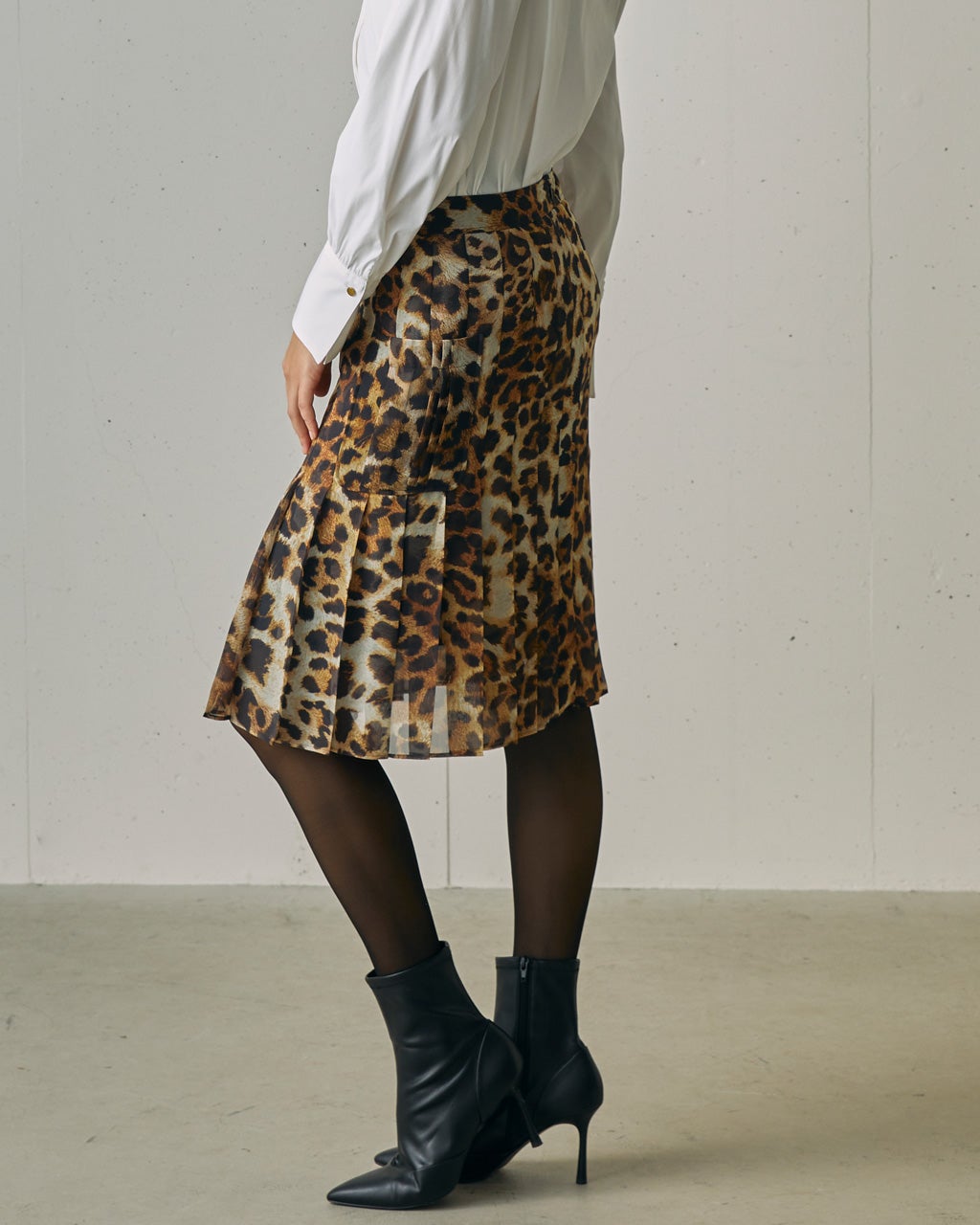 レオパードプリント・プリーツミディスカート/DoCLASSE
