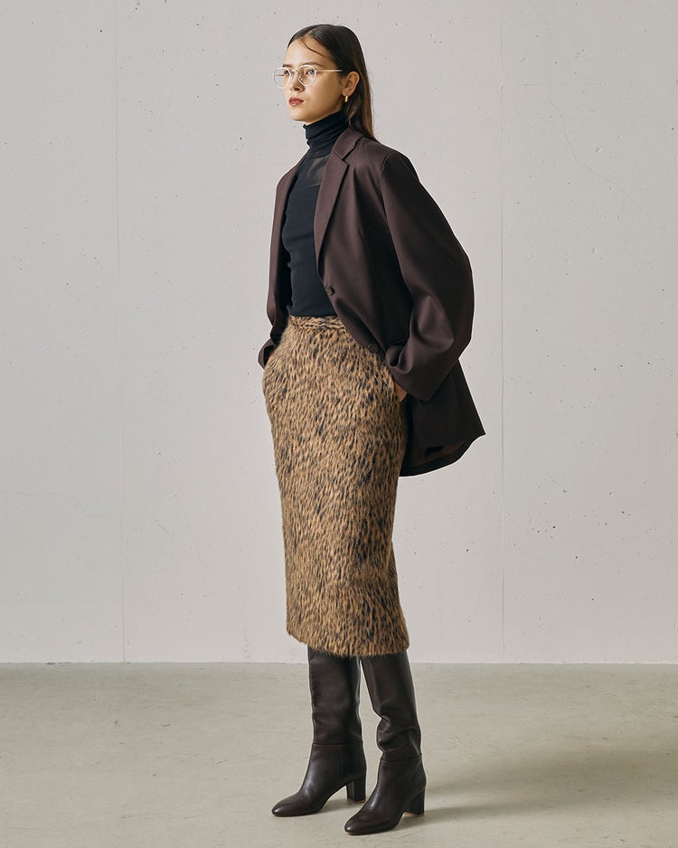 起毛ジャカード・レオパード柄スカート 詳細画像 レオパード 3