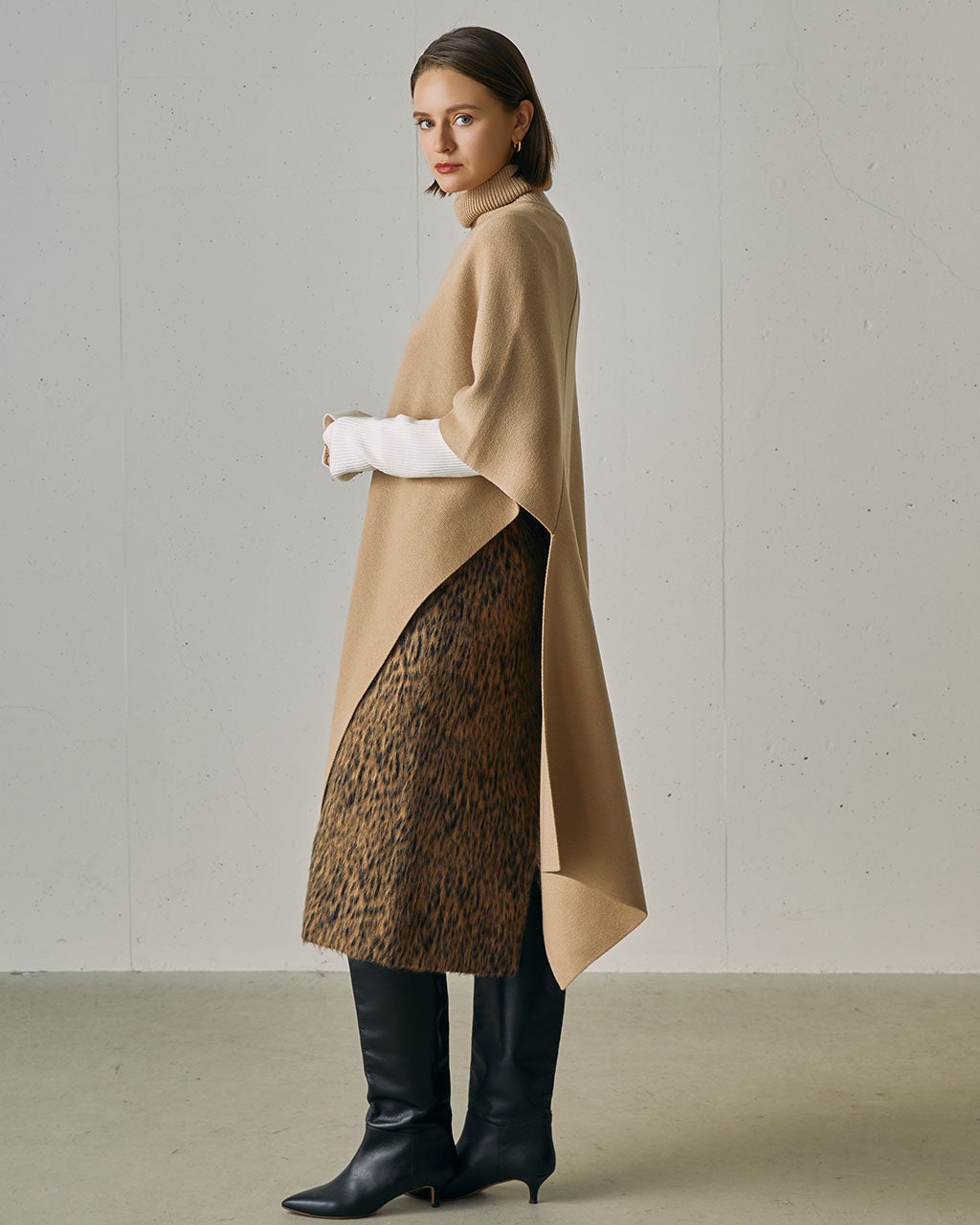 起毛ジャカード・レオパード柄スカート/40代50代からのレディース