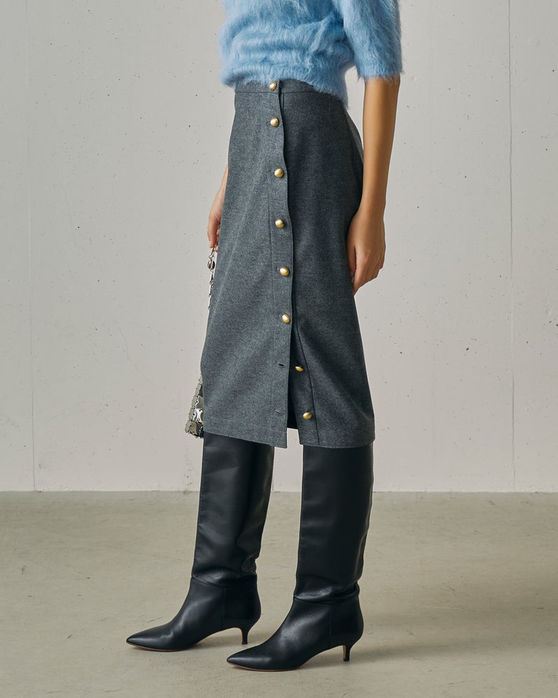 140’sウール・サイドボタンスカート 詳細画像 グレー 2