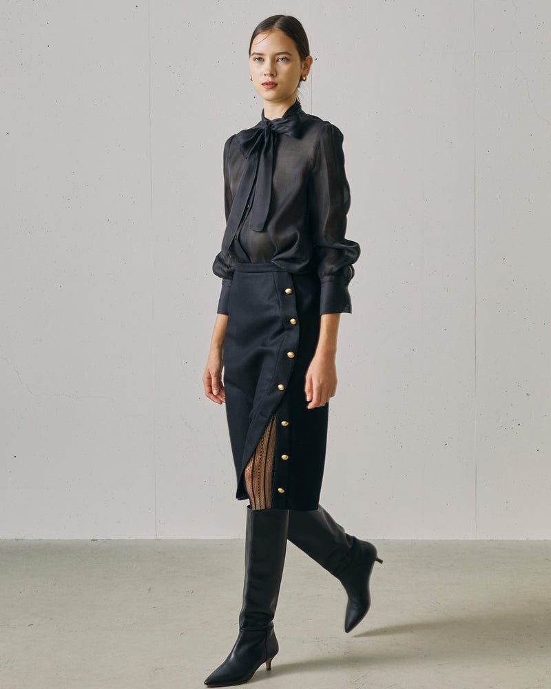 140’sウール・サイドボタンスカート 詳細画像 ネイビー 5