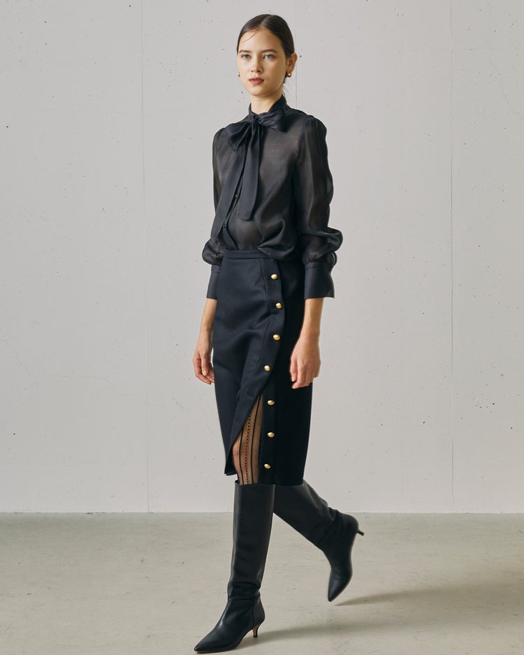 140’sウール・サイドボタンスカート 詳細画像 ネイビー 5