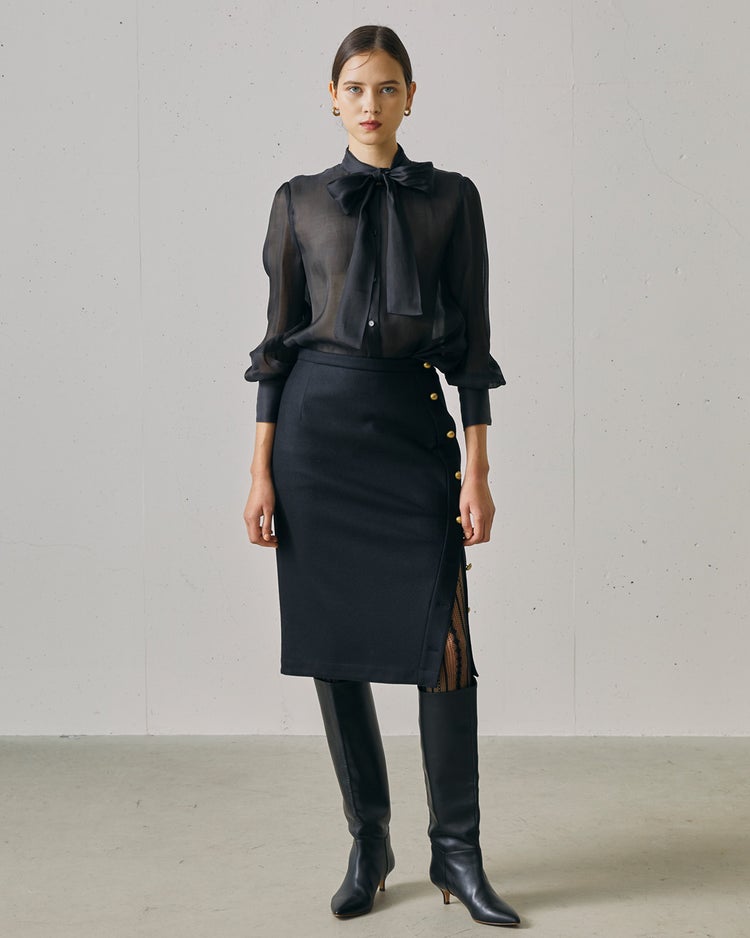 140’sウール・サイドボタンスカート 詳細画像 ネイビー 6