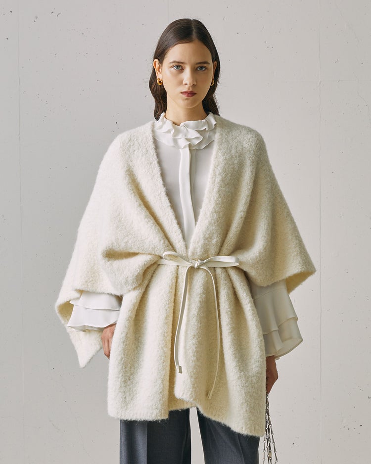 アルパカループヤーン・ストールコート 詳細画像 ホワイト 1