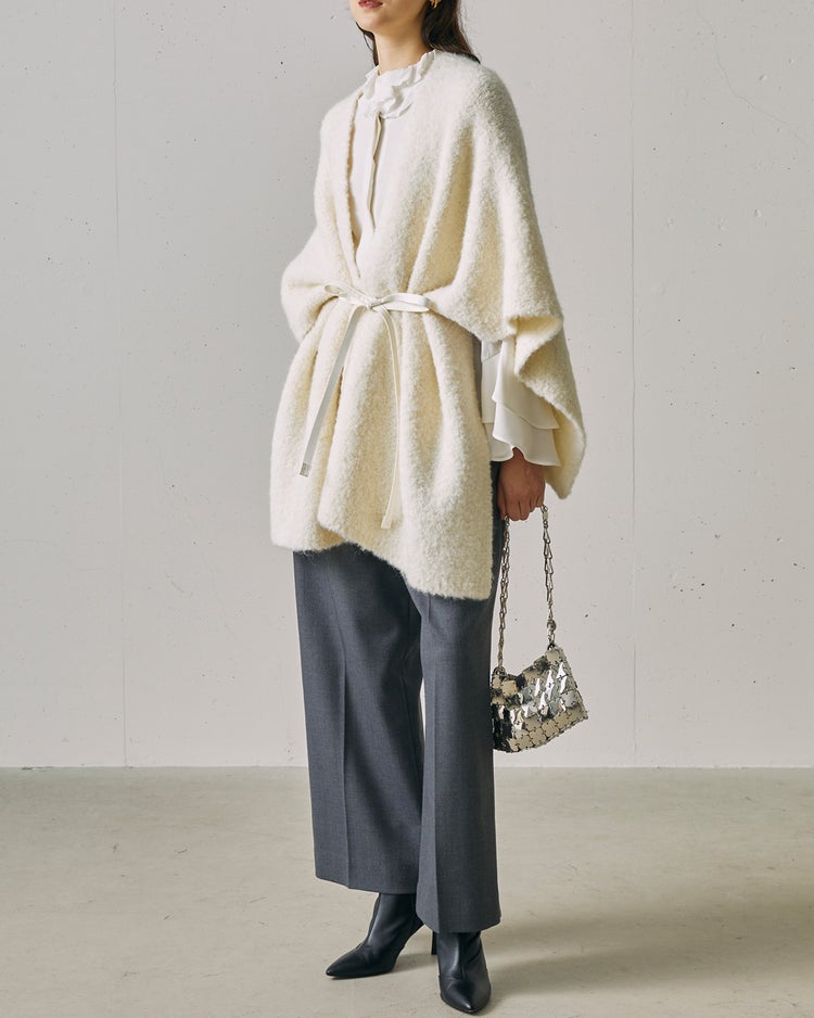 アルパカループヤーン・ストールコート 詳細画像 ホワイト 3