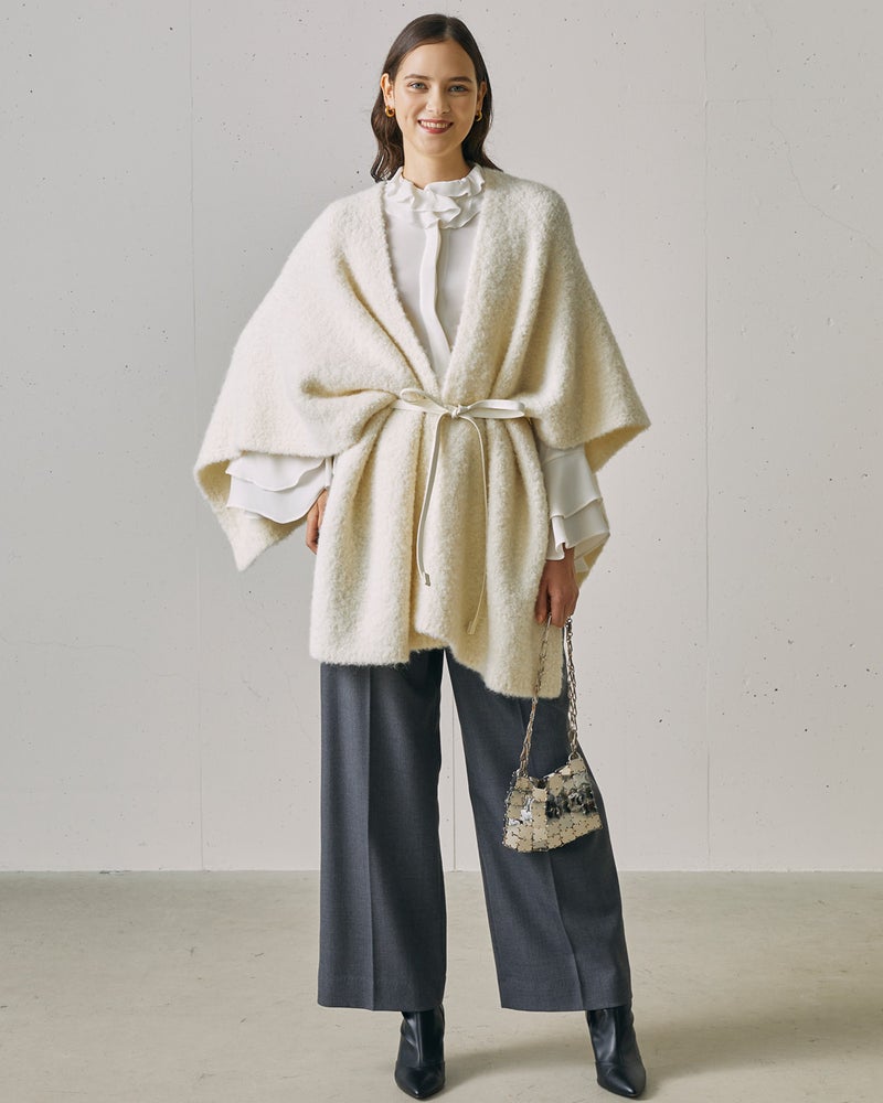 アルパカループヤーン・ストールコート 詳細画像 ホワイト 5