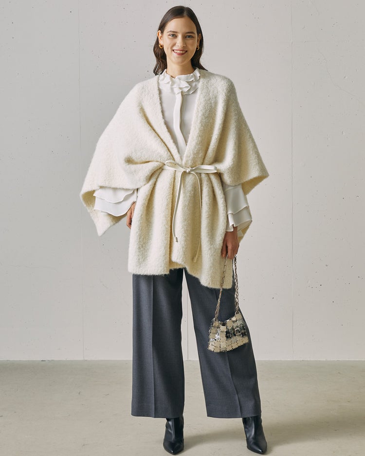 アルパカループヤーン・ストールコート 詳細画像 ホワイト 5