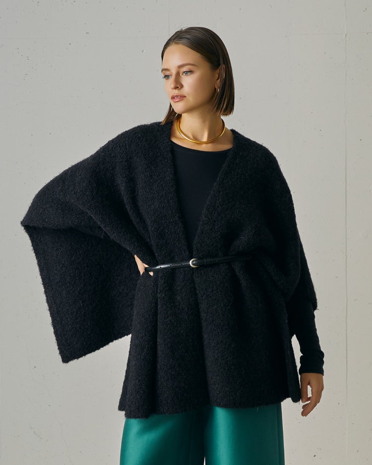 アルパカループヤーン・ストールコート 詳細画像 ブラック 1