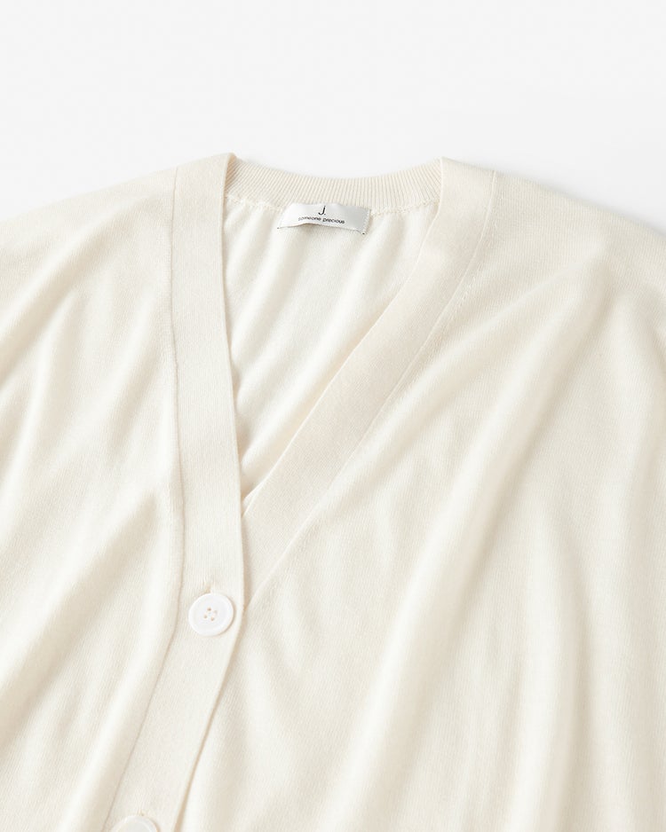 シルクカシミヤ・Vネックロングカーディガン 詳細画像 オフホワイト 7