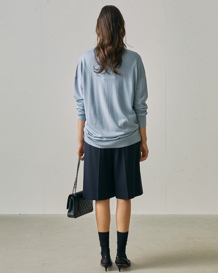 シルクカシミヤ・Vネックロングカーディガン 詳細画像 ブルーグレー 6