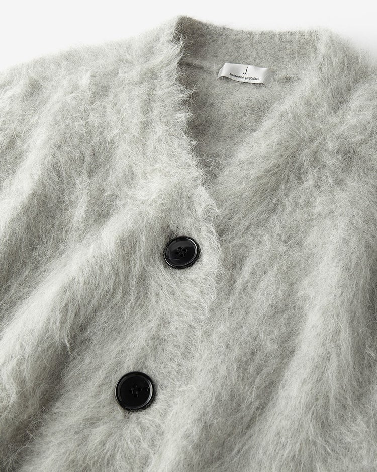 エアリーアルパカ・Vネックカーディガン 詳細画像 ライトグレー 2