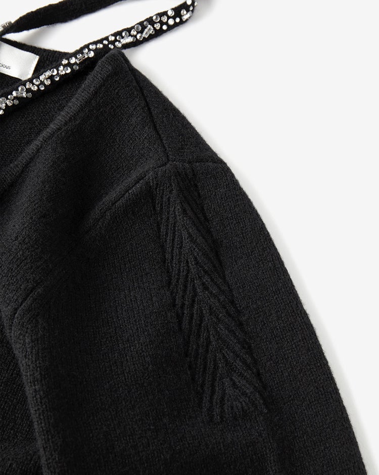 リュクスメリノ・２WAYビジューネックセーター 詳細画像 ブラック 3