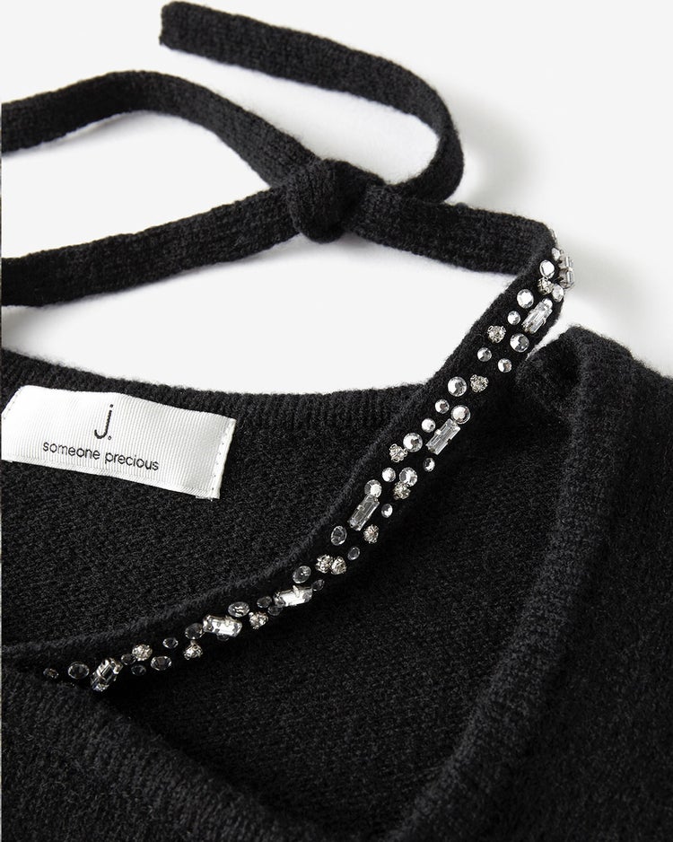 リュクスメリノ・２WAYビジューネックセーター 詳細画像 ブラック 4