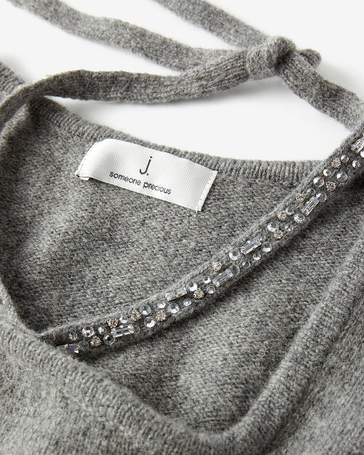 リュクスメリノ・２WAYビジューネックセーター 詳細画像 グレー 4