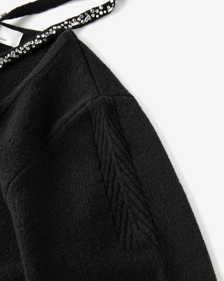 リュクスメリノ・２WAYビジューネックセーター 詳細画像 ブラック 3