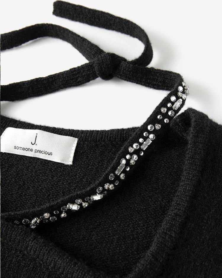 リュクスメリノ・２WAYビジューネックセーター 詳細画像 ブラック 4