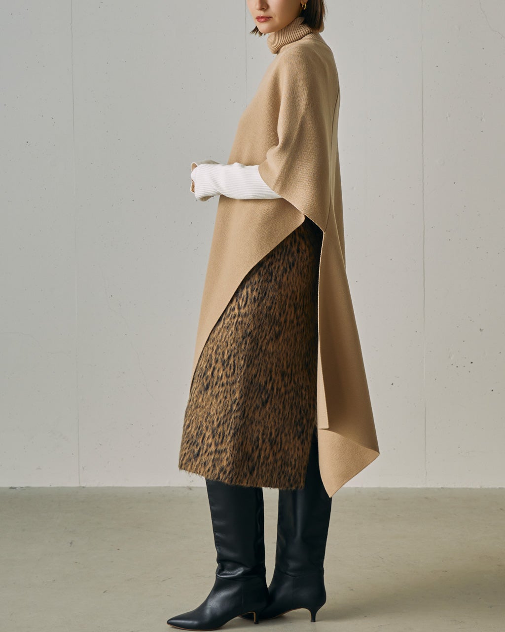 ウルトラファインメリノ・ハイネックポンチョ/40代50代からの