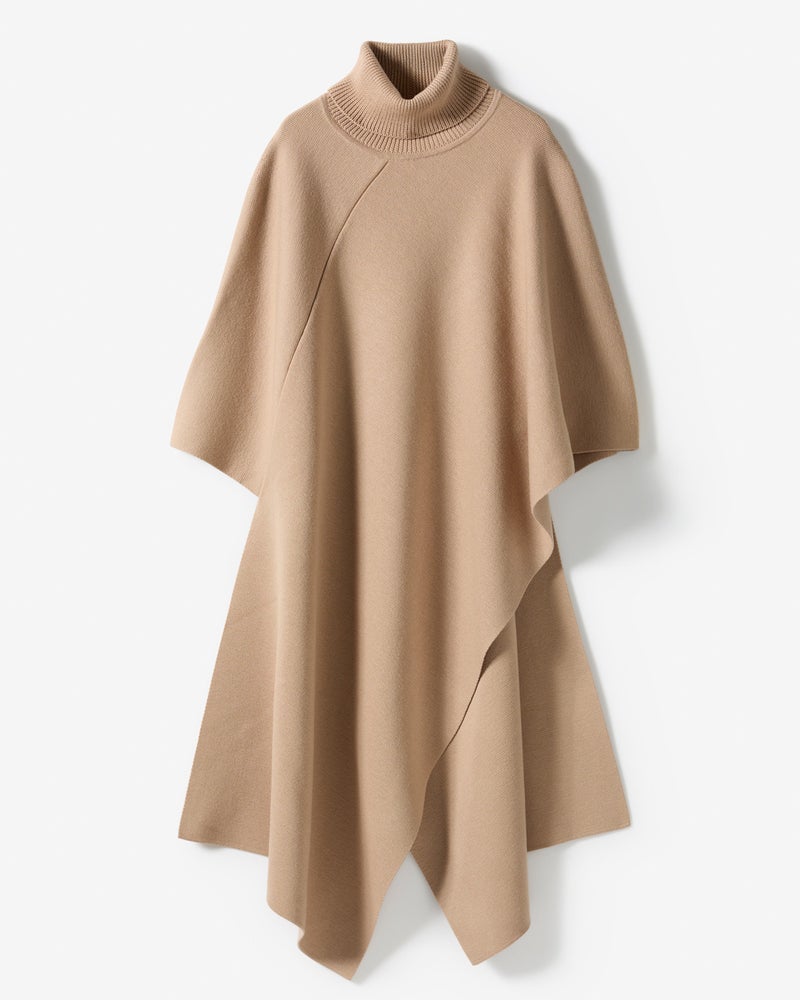 ウルトラファインメリノ・ハイネックポンチョ 詳細画像 ベージュ 6